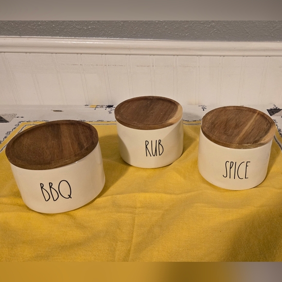Rae Dunn BBQ, Spice, & Rub Canister Set of Three - Stackable - Picture 2 of 4
